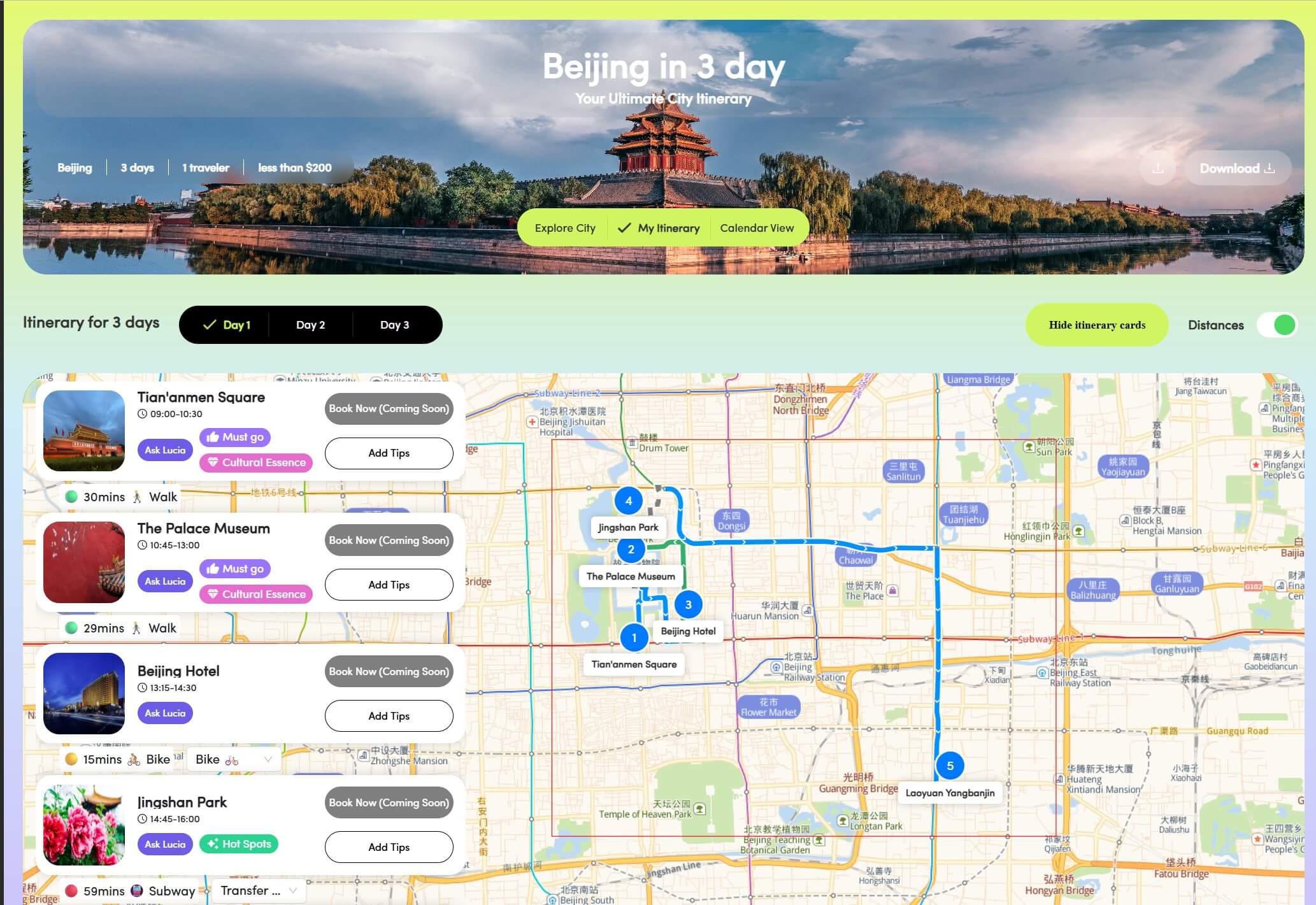 my-itinerary-interface